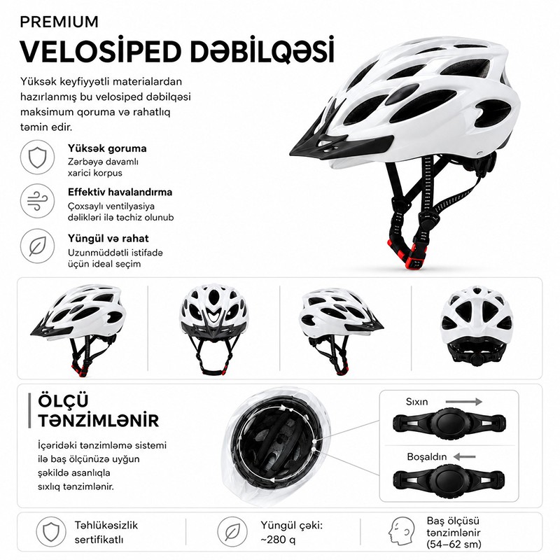 Velosiped dəbilqələsi ağ rəng
